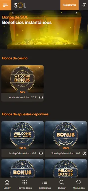 Bonos de Sol casino