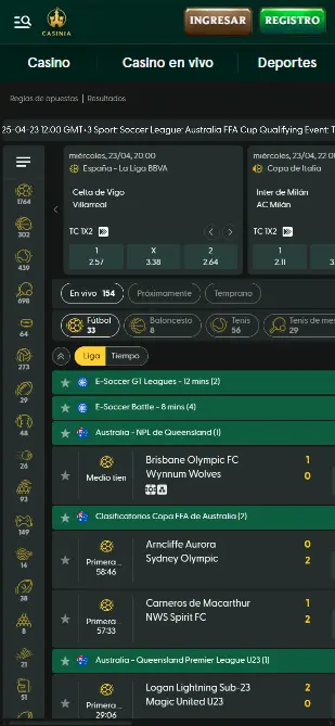 Casinia apuestas en vivo