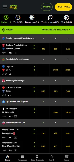 Palmslots apuestas en vivo