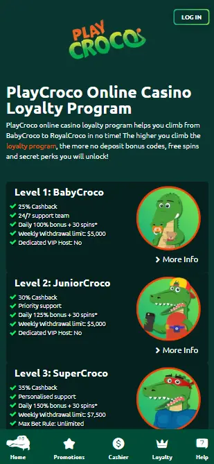 Play Croco casino loyal programa