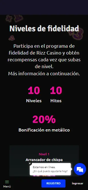 Rizz-Casino-niveles de fidelidad
