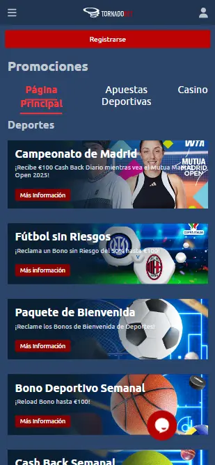 Tornadobet bonos