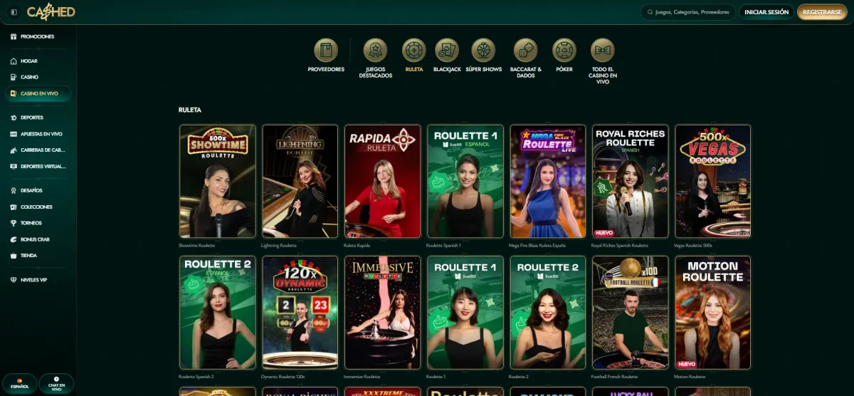 Cashed casino ruleta en vivo